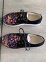 Floral Printed Patchwork Lace Up Shoes