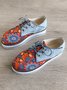 Floral Printed Patchwork Lace Up Shoes
