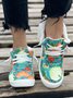 Women's Large Maple Leaf Sunflower Printed Plush Splicing Flat Shoes