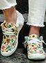 Women's Large Maple Leaf Sunflower Printed Plush Splicing Flat Shoes