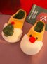 Christmas Color Block Warm Indoor Thermal Slippers