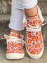 Halloween Skull Pumpkin Plush Splice Casual Flat Shoes