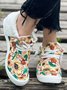 Women's Large Maple Leaf Sunflower Printed Plush Splicing Flat Shoes