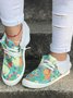 Women's Large Maple Leaf Sunflower Printed Plush Splicing Flat Shoes