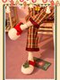 Christmas Color Block Warm Indoor Thermal Slippers