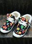 Women's Large Maple Leaf Sunflower Printed Plush Splicing Flat Shoes