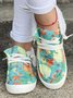 Women's Large Maple Leaf Sunflower Printed Plush Splicing Flat Shoes