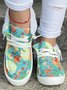 Women's Large Maple Leaf Sunflower Printed Plush Splicing Flat Shoes