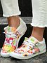 Women's Large Maple Leaf Sunflower Printed Plush Splicing Flat Shoes