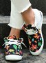 Women's Large Maple Leaf Sunflower Printed Plush Splicing Flat Shoes