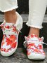 Women's Large Maple Leaf Sunflower Printed Plush Splicing Flat Shoes