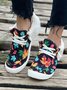 Women's Large Maple Leaf Sunflower Printed Plush Splicing Flat Shoes