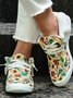 Women's Large Maple Leaf Sunflower Printed Plush Splicing Flat Shoes