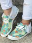 Women's Large Maple Leaf Sunflower Printed Plush Splicing Flat Shoes