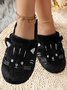 Cartoon Cat Embroidery Furry Slippers