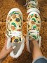 Women's Large Maple Leaf Sunflower Printed Plush Splicing Flat Shoes