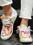 Women's Large Maple Leaf Sunflower Printed Plush Splicing Flat Shoes