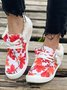 Women's Large Maple Leaf Sunflower Printed Plush Splicing Flat Shoes