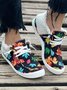 Women's Large Maple Leaf Sunflower Printed Plush Splicing Flat Shoes