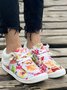 Women's Large Maple Leaf Sunflower Printed Plush Splicing Flat Shoes