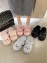 Cartoon Cat Embroidery Furry Slippers