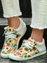 Women's Large Maple Leaf Sunflower Printed Plush Splicing Flat Shoes