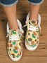 Women's Large Maple Leaf Sunflower Printed Plush Splicing Flat Shoes