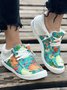 Women's Large Maple Leaf Sunflower Printed Plush Splicing Flat Shoes