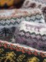 Casual Retro Striped Elk Pattern Plush Socks Autumn Winter Accessories Warm High Stretch