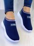 Plus Size Mesh Fabric Slip On Sneakers