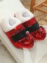 Christmas Hat Sequined Warm Slippers