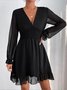 Party Plain V neck Long sleeve Dress