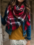 Casual Vintage Imitation Cashmere Red White Black Plaid Scarf Everyday Shawl Accessories