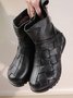 Womens's Braided Warm Lined Cowhide Leather Boots
