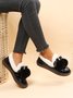 Women's Fuzzy Ball Warm Lined Slip On Flat Shoes