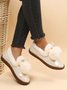 Women's Fuzzy Ball Warm Lined Slip On Flat Shoes