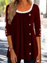 Casual Plain Autumn Lightweight Micro-Elasticity Daily Crew Neck Mid-long Regular Size Top for Women