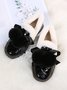 Women's Fuzzy Ball Warm Lined Slip On Flat Shoes
