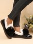 Women's Fuzzy Ball Warm Lined Slip On Flat Shoes