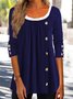 Casual Plain Autumn Lightweight Micro-Elasticity Daily Crew Neck Mid-long Regular Size Top for Women