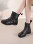 Womens's Braided Warm Lined Cowhide Leather Boots