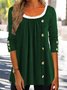 Casual Plain Autumn Lightweight Micro-Elasticity Daily Crew Neck Mid-long Regular Size Top for Women