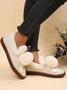 Women's Fuzzy Ball Warm Lined Slip On Flat Shoes