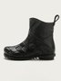 Womens's Braided Warm Lined Cowhide Leather Boots