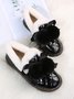Women's Fuzzy Ball Warm Lined Slip On Flat Shoes