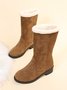 Plus Size Winter Casual Slip On Warm Lined Snow Boots