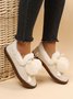 Women's Fuzzy Ball Warm Lined Slip On Flat Shoes