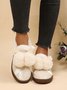Women's Fuzzy Ball Warm Lined Slip On Flat Shoes