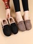 Casual Plain Buckle Warm Lined Flat Peas Shoes