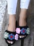 Cute Flowers Warm Faux Fur Indoor Slippers